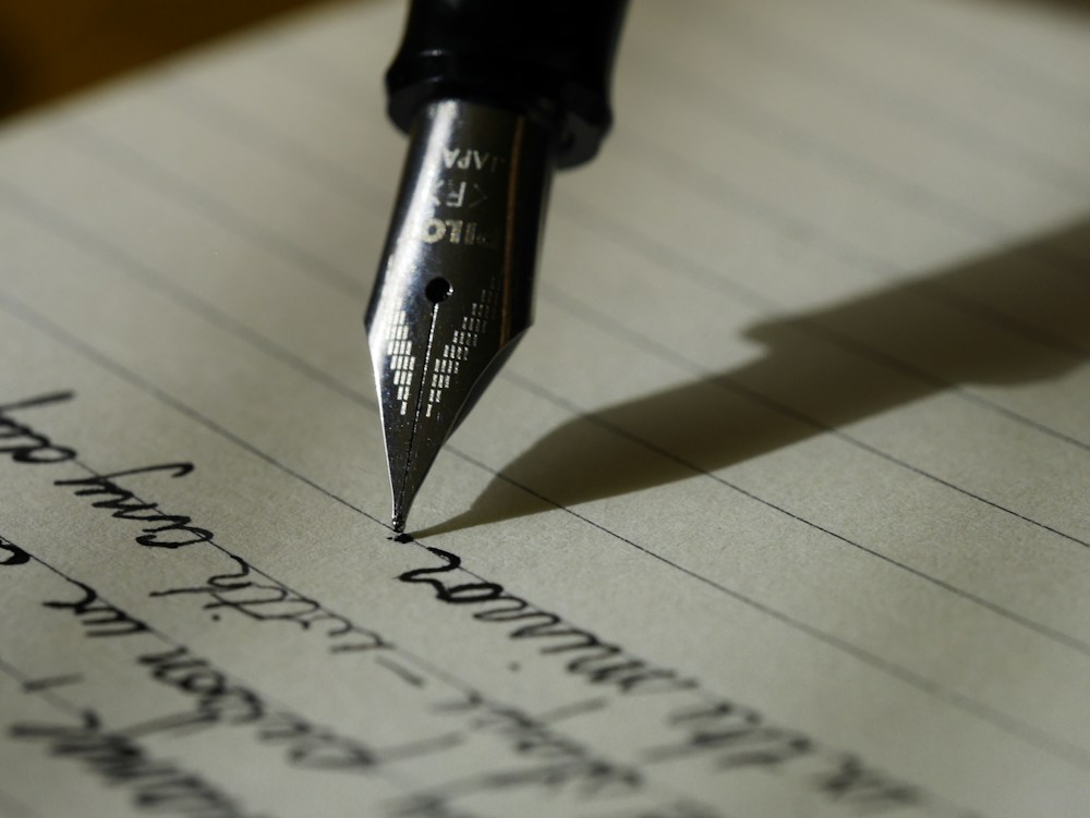 Temporary visual reference: writing materials on a desk